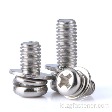 Cross Recesed Pan Head Tapping Screws dan Plain Washer Assemblies GB9074